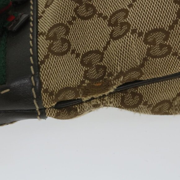 GUCCI GG Canvas Web Sherry Line Shoulder Bag Beige Red Green - Picture 13 of 16
